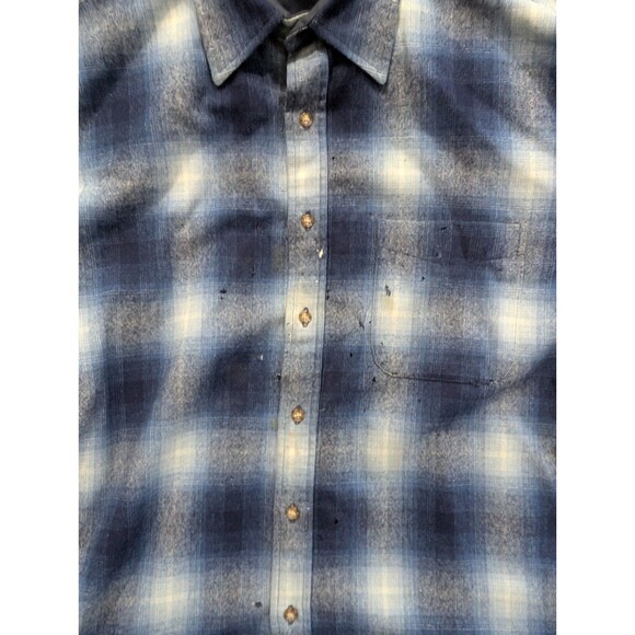 Pendleton Long Sleeve Button Front Shirt Blue Plaid Size Large Lot of 2 DAMAGED - Picture 5 of 16